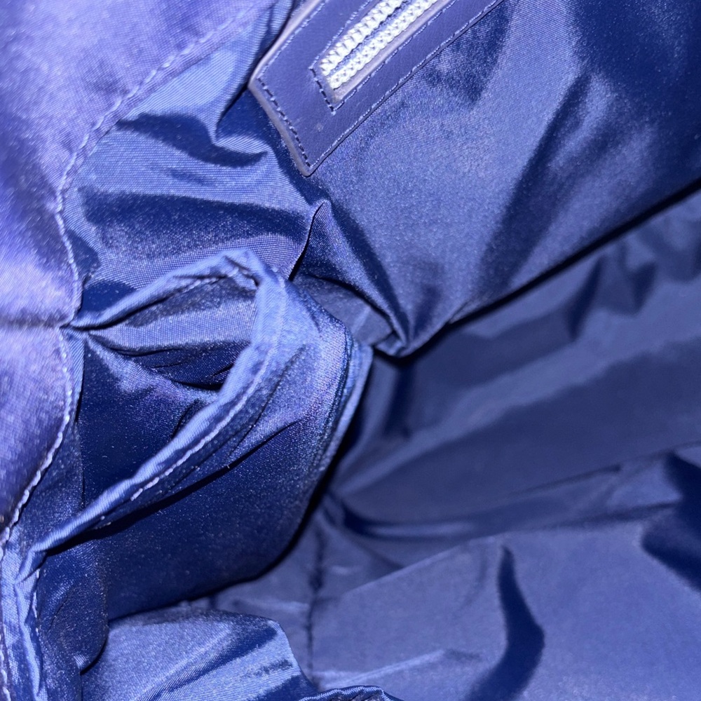 Navy Tote Bag with Leather Trim - Picture 8 of 11